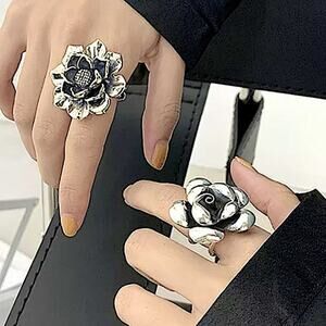 STERLING SILVER ADJUSTABLE RESIZABLE BIG FLOWER STATEMENT RINGS